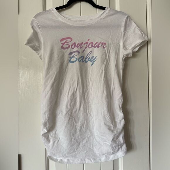 Old Navy Maternity Graphic Side-Shirred T-Shirt Size Medium - Picture 2 of 4